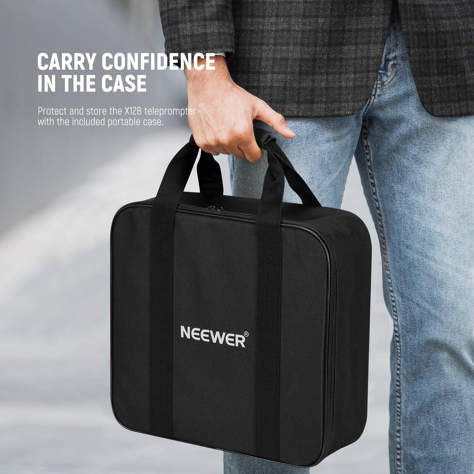 CARRY CONFIDENCE IN THE CASE

Protect and store the X12B teleprompter with the included portable case.

NEEWER