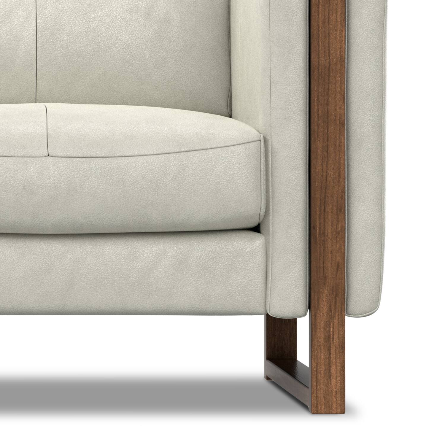 Alt View 5. Simpli Home - Richard Modern Contemporary 62 inch Wide Sofa in Light Smoke Grey Genuine Leather - Light Smoke Grey.