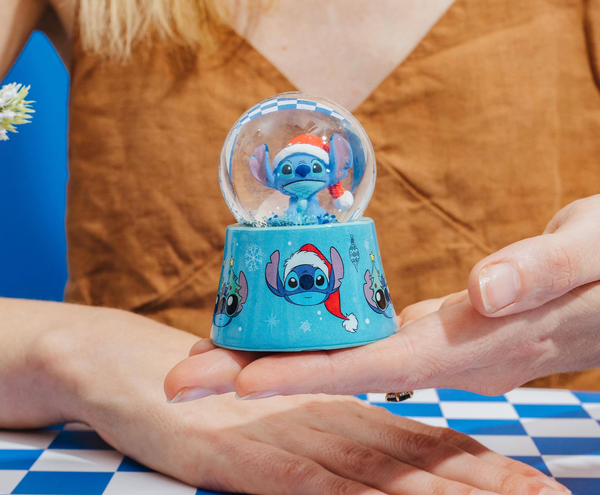 Alt View 2. Silver Buffalo - Disney Lilo & Stitch Santa Stitch 3-Inch Mini Light-Up Snow Globe - Blue.