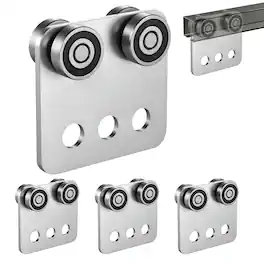 VEVOR - 4 Wheel Trolley Assembly Rollers, 4 Pcs 1100 lbs Load, Dual Bearing Trolley Assembly for 1-5/8" Wide and All 1-5/8" - Silver