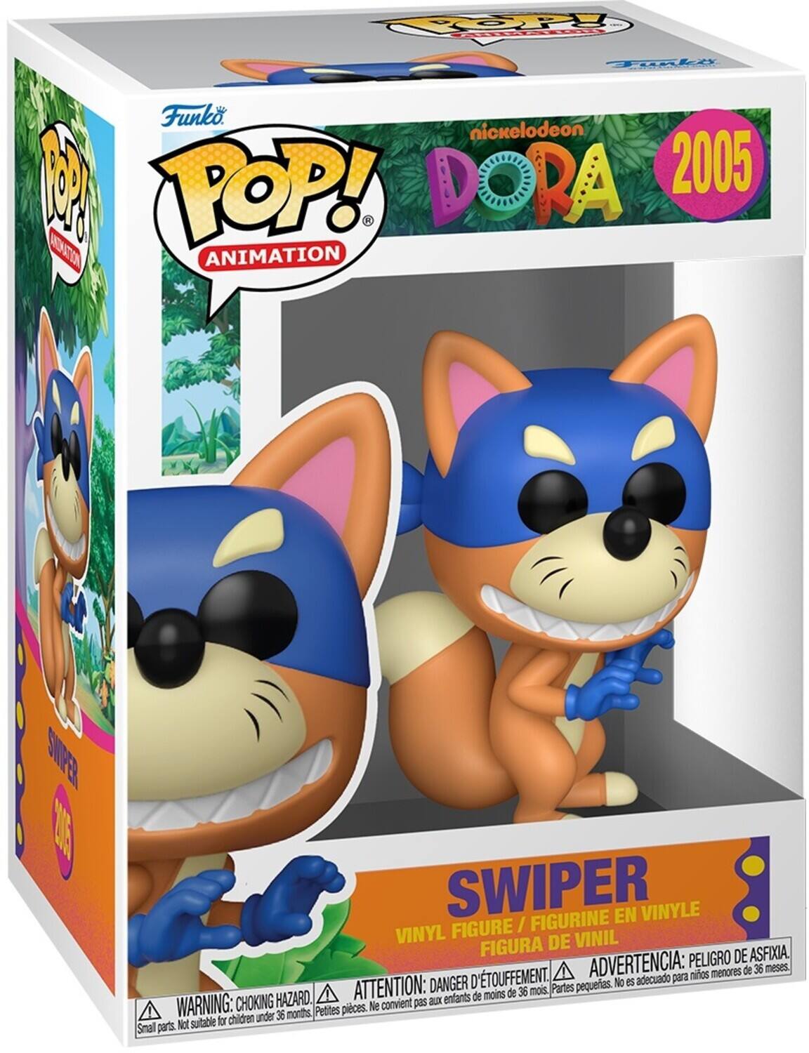 OOPY Tki  Funko. nickelodeon A POP! DORA 2005 ANIMATION SWIPER EN VINYLE FIGURE / FIGURINE VINYL DE VINIL FIGURA DE ASFIXIA. ADVERTENCIA: PELIGRO DE ASFIXIA. ATTENTION: DANGER D'ETOUFFEMENT. Partes pequeas. No es adecuado para niños menores de 36 meses. WARNING: CHOKING HAZARD. Small parts. Not suitable for children under 36 months.