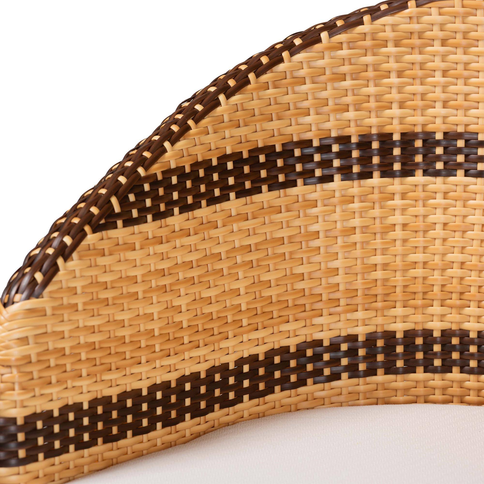 Alt View 1. bali & pari - Elma Rattan Dining Chair with Cushion - Barrel-Back Accent Chair with Synthetic Woven and Natural Rattan Frame - Natural Brown/Dark Brown.