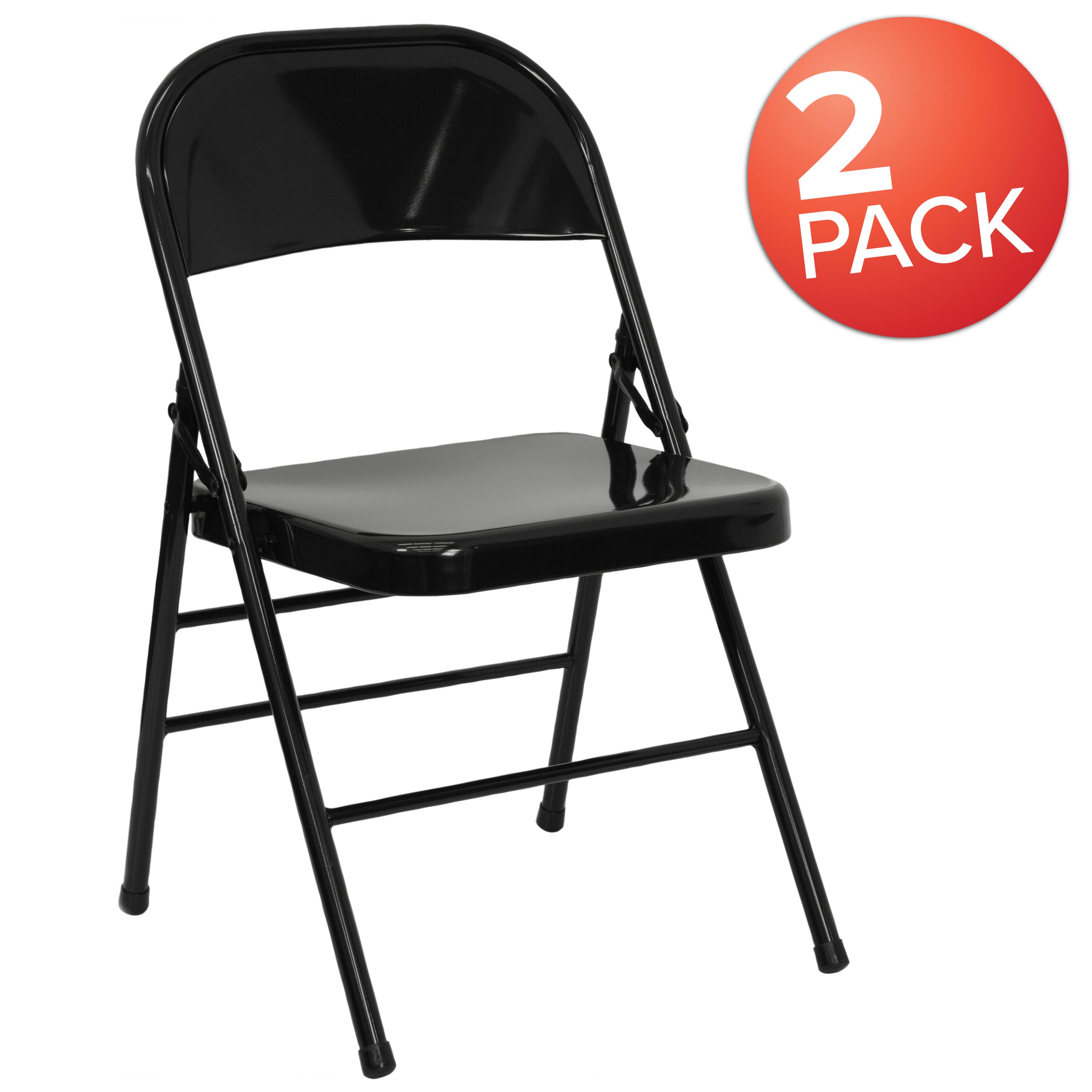 Alt View 1. Emma + Oliver - 2 Pack Home & Office Portable Party Events Steel Metal Folding Chair - Black.