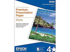 EPSON
For use with ink jet printers
5041257
Premium Presentation Paper
Matte
Ultra smooth, non-glare, heavy-weight paper for long-lasting photos and professional looking brochures.
HAWAII VACATIONS
CONTACT YOUR TRAVEL AGENT TODAY
EPSON
EXCEED YOUR VISION
4 stars
8.5 x 11 inches
50 sheets