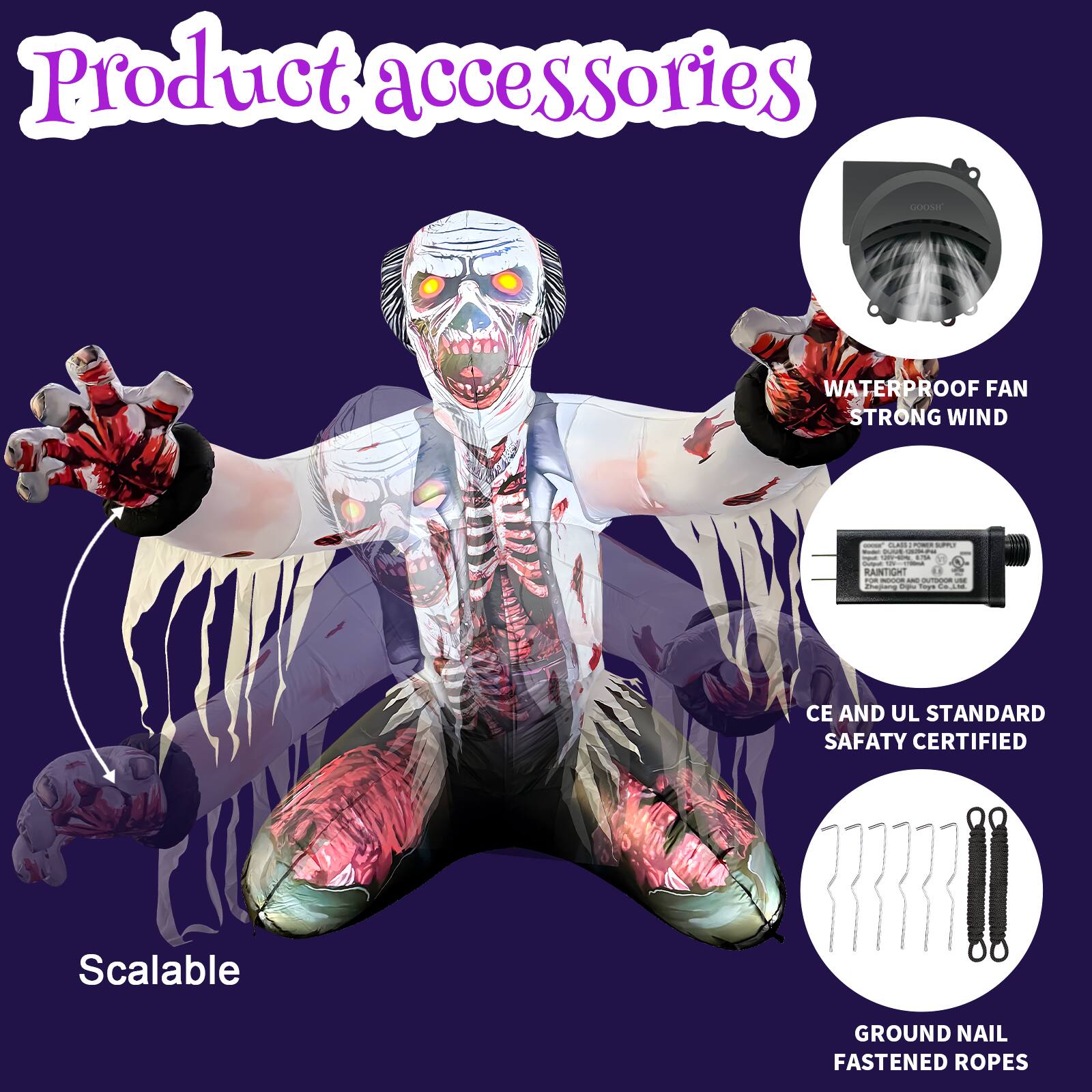 Product accessories

- COOUE WATERPROOF FAN STRONG WIND
- RAIN TIGHT
- CE AND UL STANDARD SAFETY CERTIFIED
- Scalable
- GROUND NAIL FASTENED ROPES