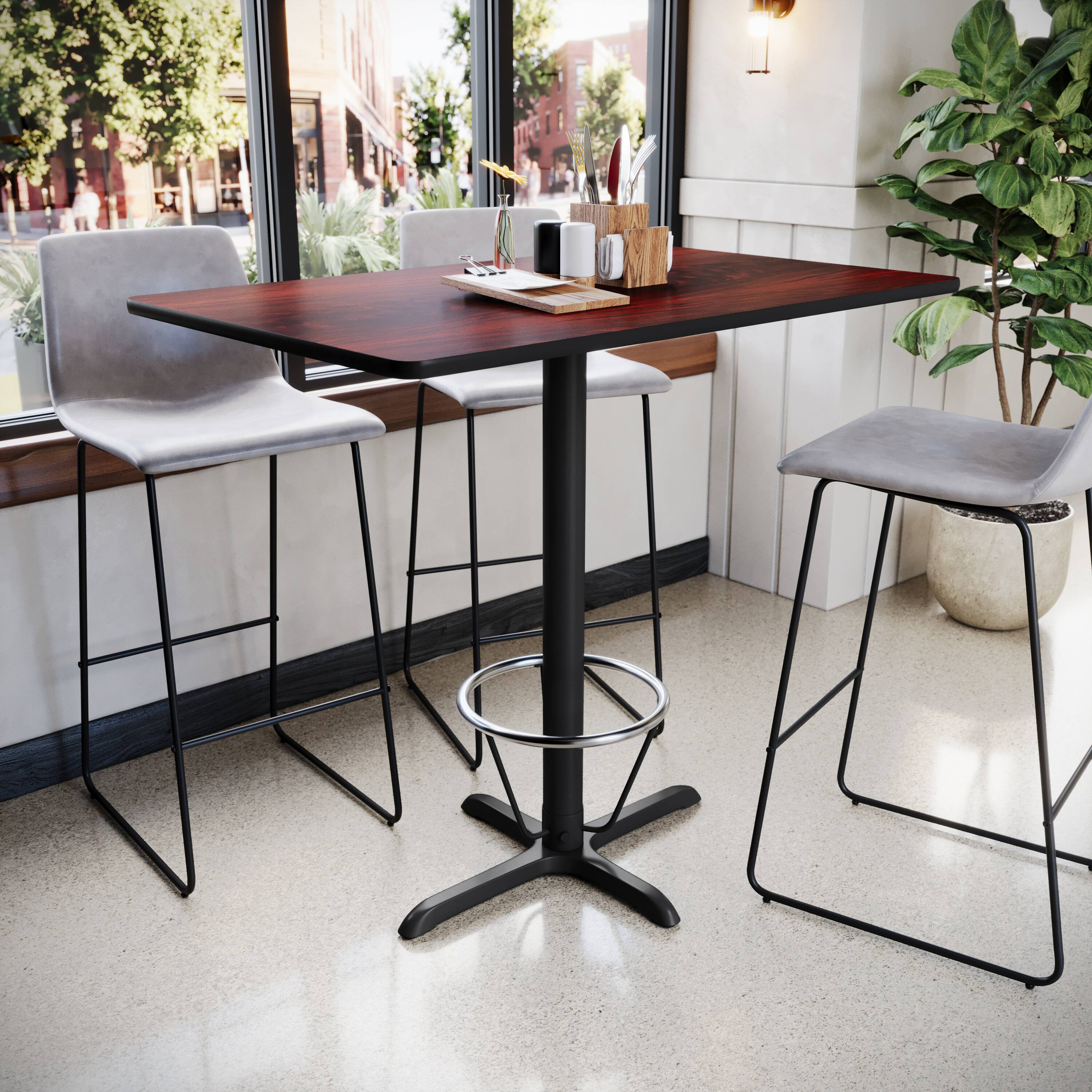 Alt View 1. Emma + Oliver - 30"x48" Rectangular Laminate Bar Table with 23.5"x29.5" Foot Ring Base - Mahogany.