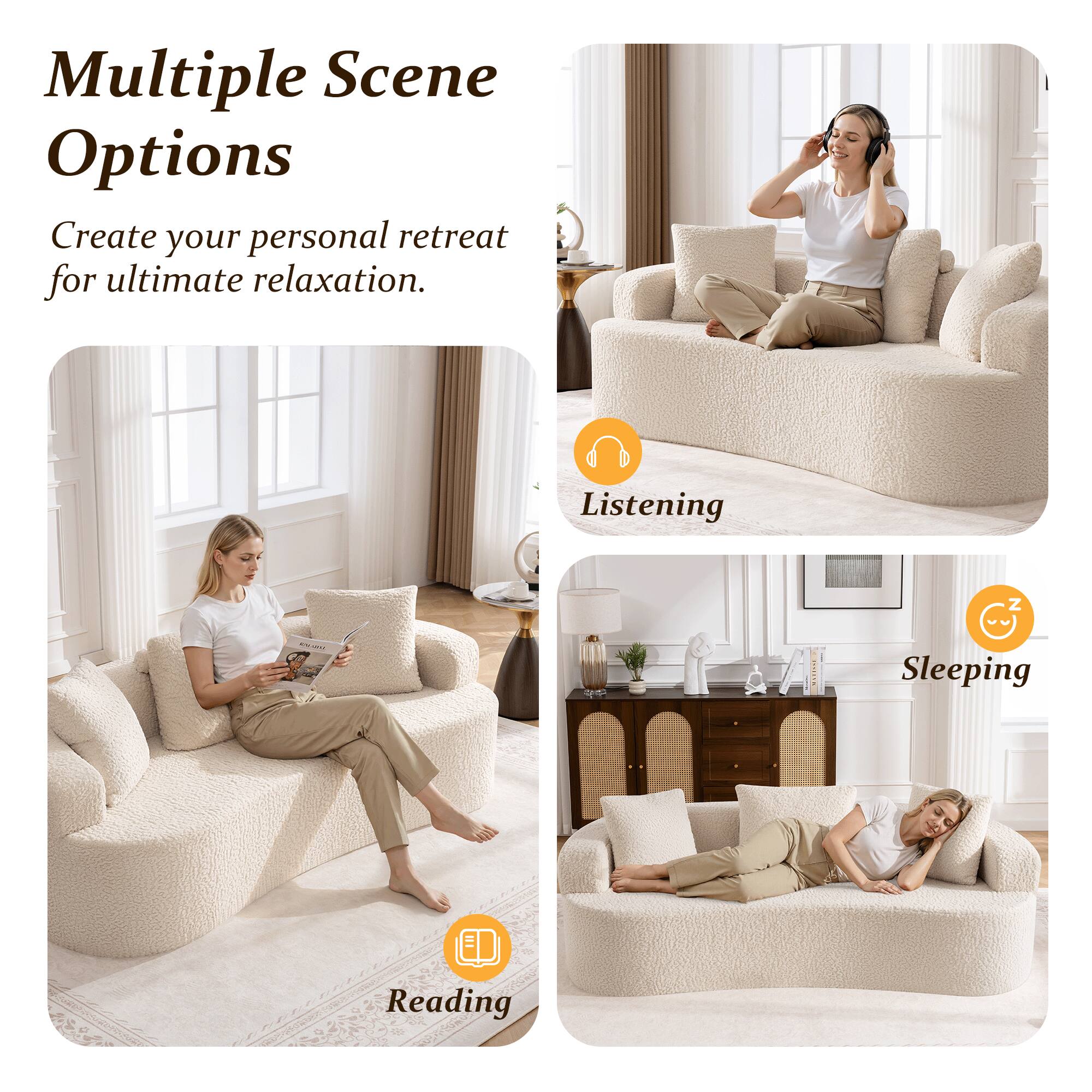 Multiple Scene Options  
Create your personal retreat for ultimate relaxation.  

Listening  
Reading  
Sleeping