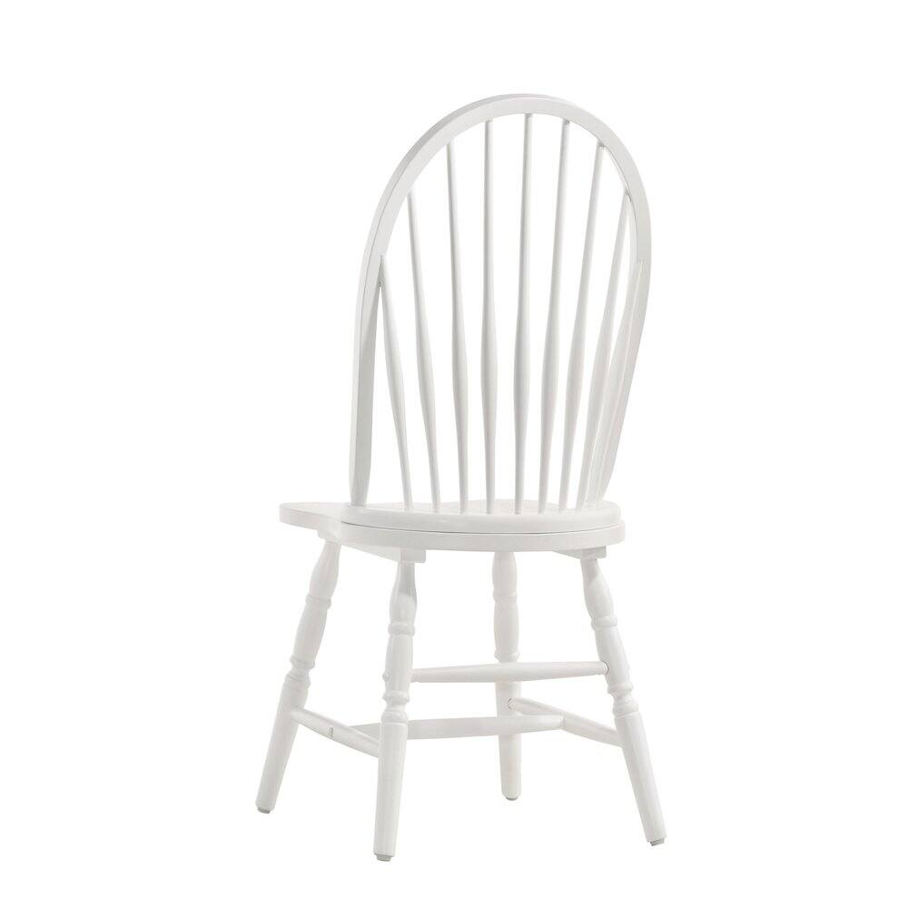 Angle. Carolina Chair & Table - Fairview 42" Pedestal Dining Table with 4 Windsor Dining Chairs - Pure White - White.