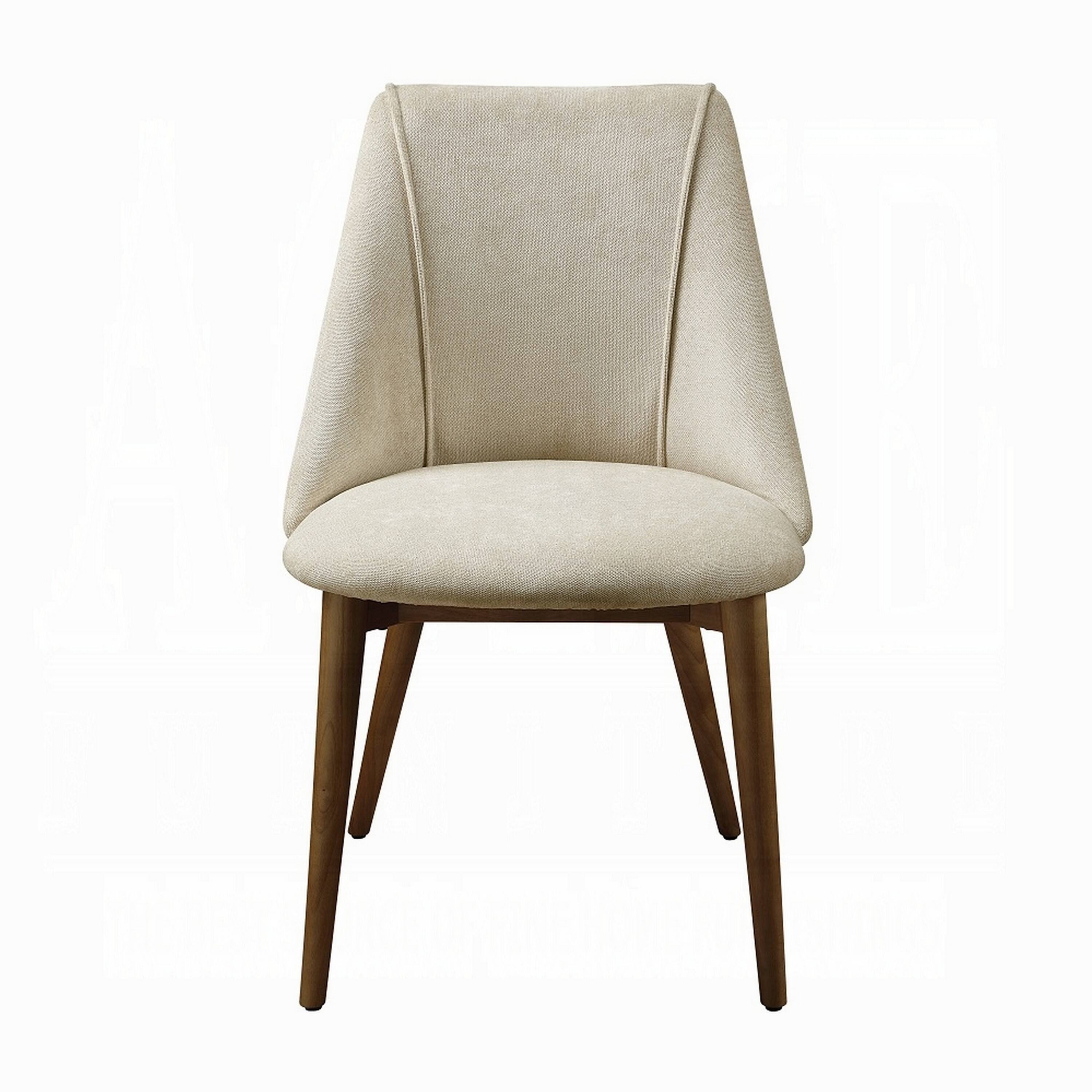 Alt View 1. Manhattan Lane - Iliana Side Dining Chair Set of 2, Beige Fabric, Tapered Brown Legs - Beige, Walnut Brown.