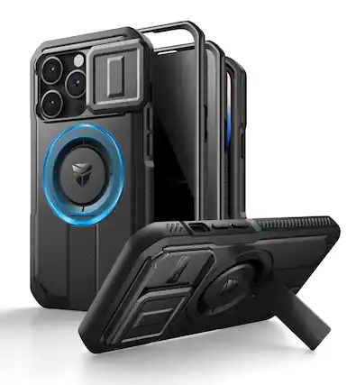 Front. Dexnor - Case for iPhone 14 Pro with Privacy Screen Protector Compatible with MagSafe Rugged Bumper Magnetic Protective Case - Privacy Black.