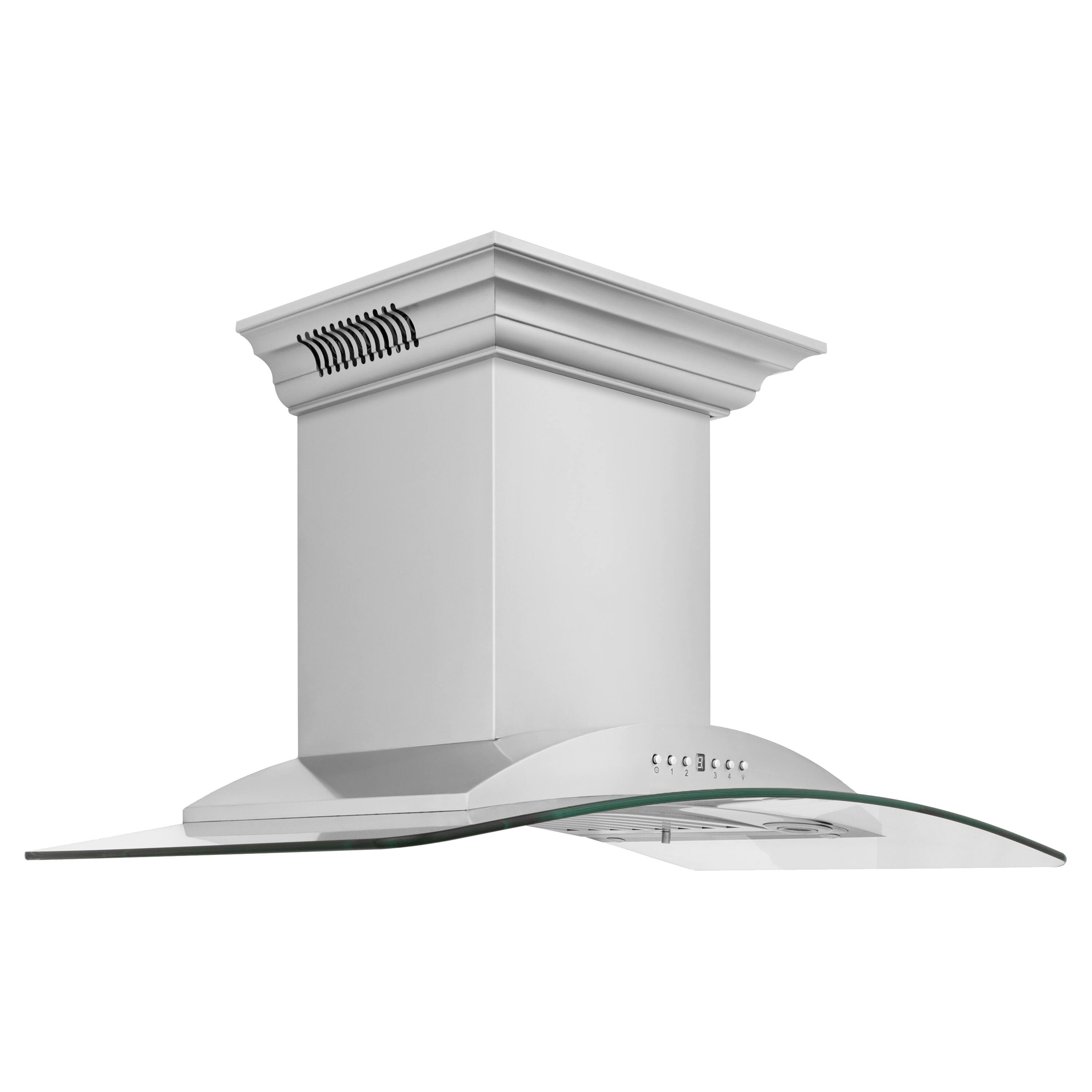 Left. ZLINE - 30 in. ZLINE CrownSound™Ducted Vent Wall Mount Range Hood in Stainless Steel with Built-in Bluetooth Speakers - Stainless steel.