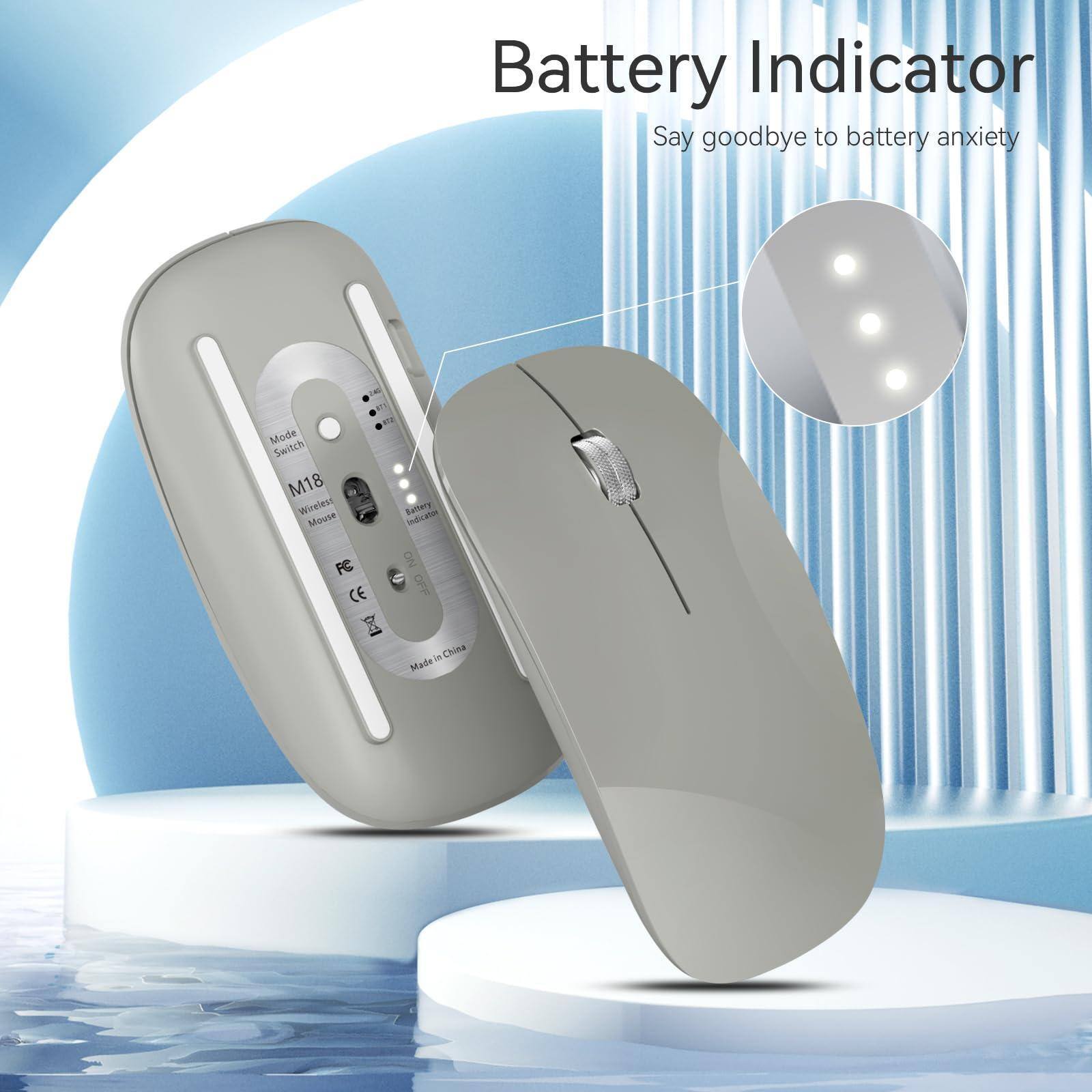 Battery Indicator  
Say goodbye to battery anxiety  

M18 Wireless Mouse  
Mode Switch  
Battery Indicator  
FC CE  
Made in China