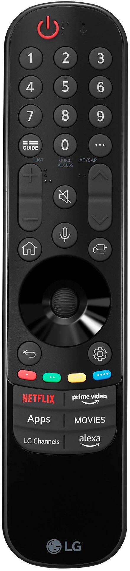 The text on the image reads:

1 2 3 4 5 6 7 8 9 GUIDE LIST + 0 ... QUICK AD/SAP ACCESS ... NETFLIX prime video Apps MOVIES LG Channels alexa LG