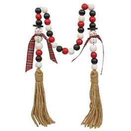 BreeBe - *Black White & Red Snowman Bead Garland - Black, White, Red