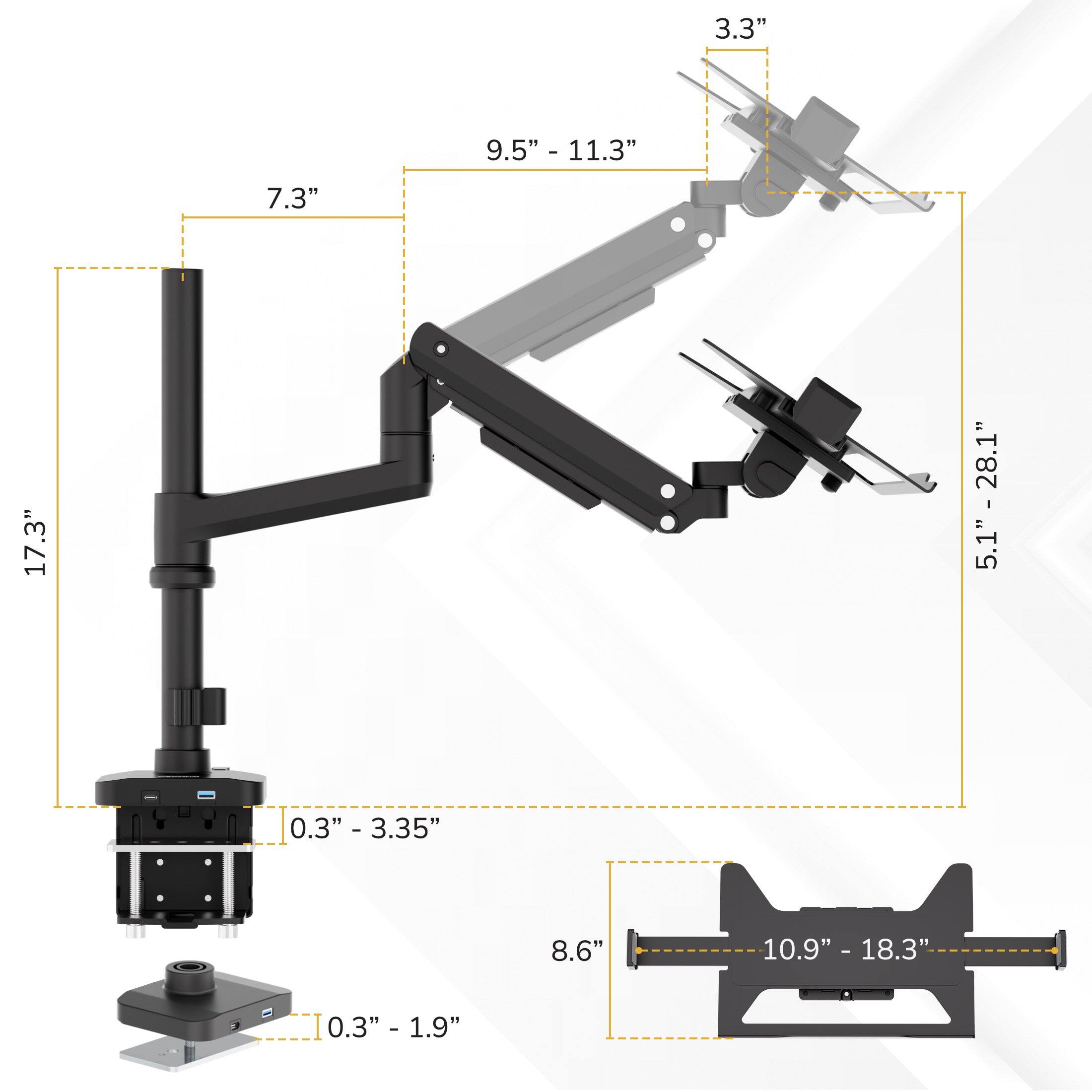 3.3" 9.5" - 11.3" 7.3" 17.3" : 0.3" 0.3" - 3.35" 8.6" 10.9" - 18.3" 5.1" - 28.1" 0.3" - 1.9"