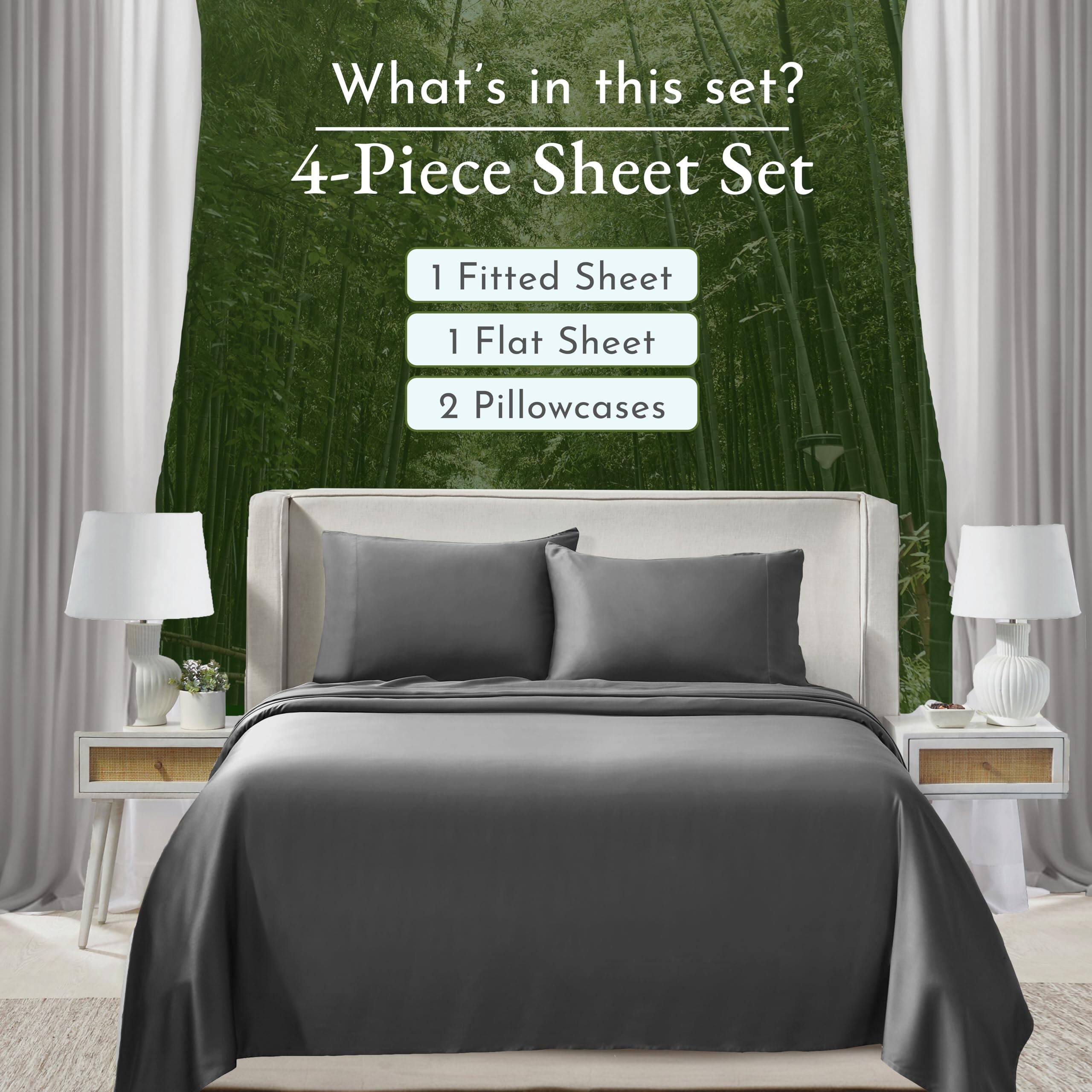 What's in this set?  
4-Piece Sheet Set  
1 Fitted Sheet  
1 Flat Sheet  
2 Pillowcases