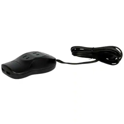 Front. Stock Preferred - 3-Outlet Surge Protector with 2 USB Charging Ports - Black.