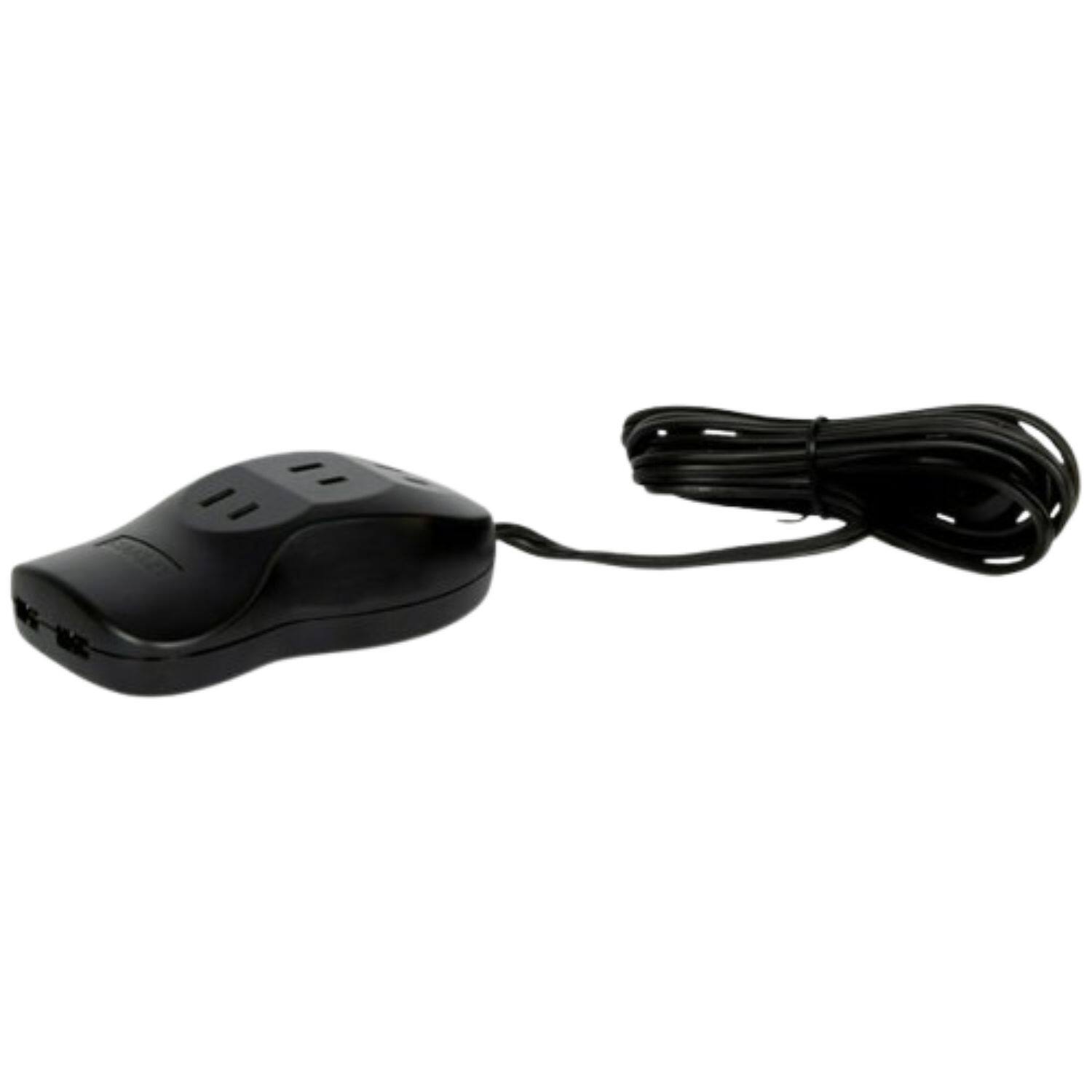 Front. Stock Preferred - 3-Outlet Surge Protector with 2 USB Charging Ports - Black.