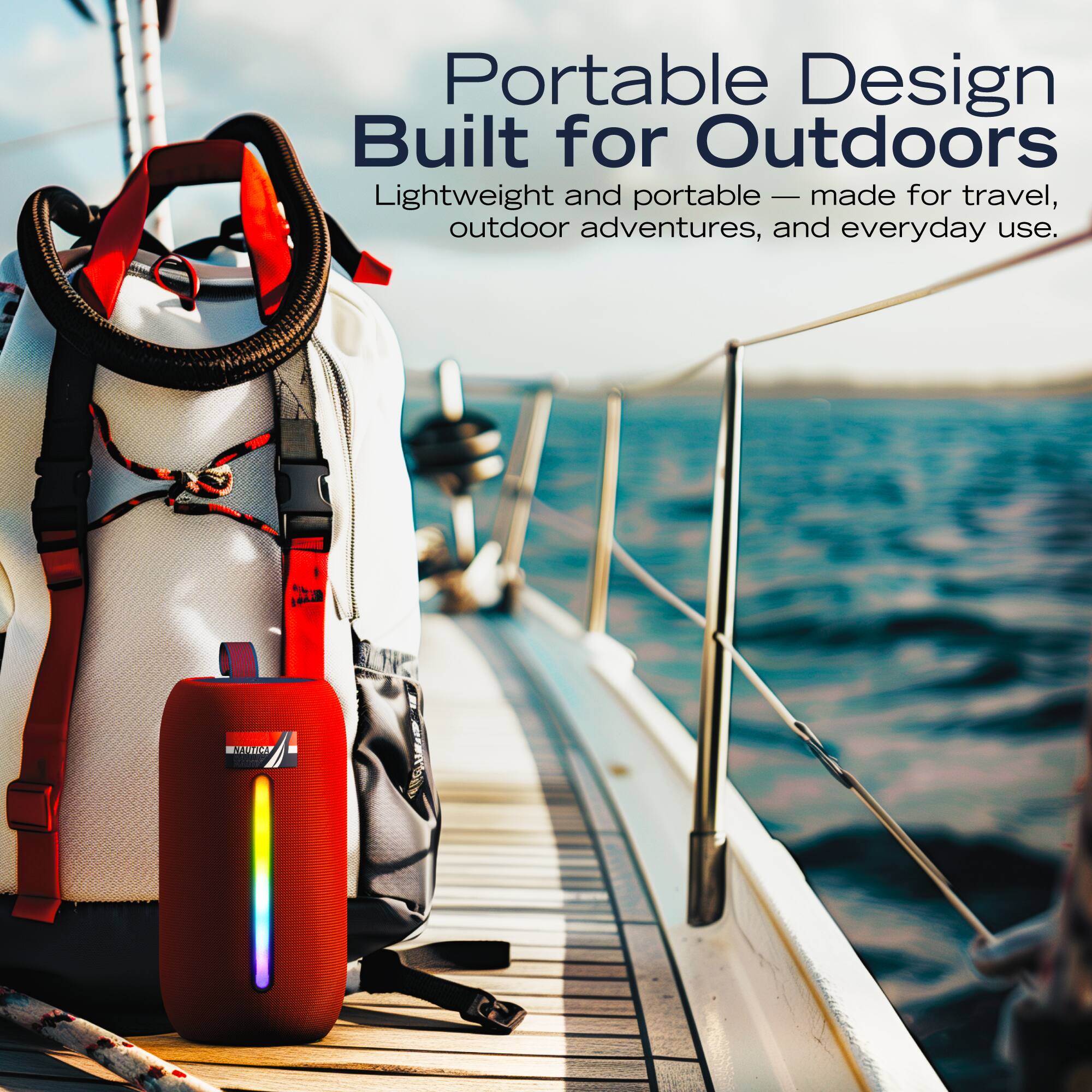 Portable Design Built for Outdoors  
Lightweight and portable — made for travel, outdoor adventures, and everyday use.
