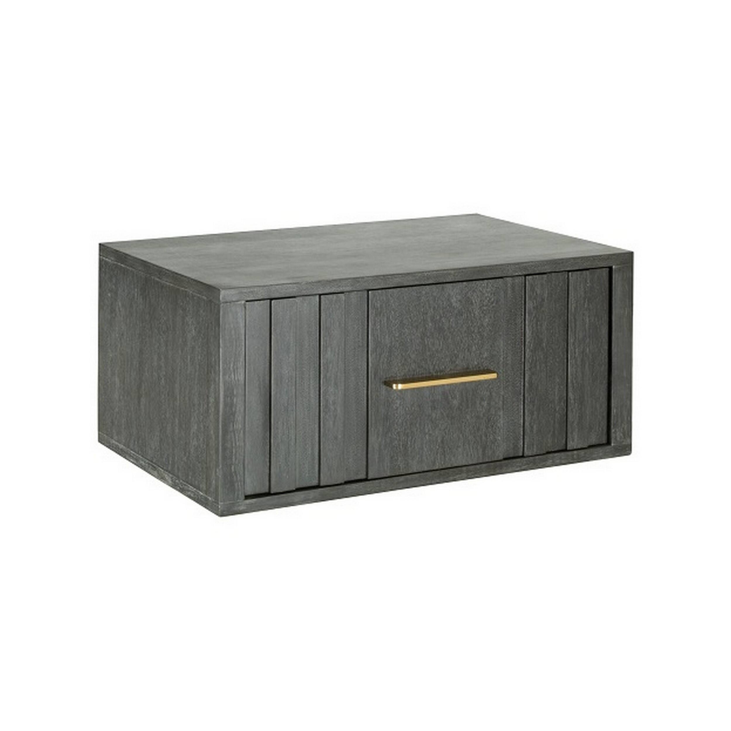 Front. Manhattan Lane - Cid Lime 27 Inch Nightstand, 1 Drawer, Brass Handles, Acacia Wood, - Gray, Brass.
