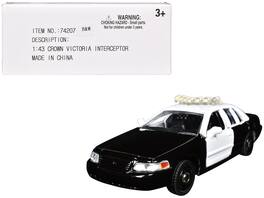 Ford Crown Victoria Police Interceptor 1/43 Diecast Model Car by Motormax - Black And White