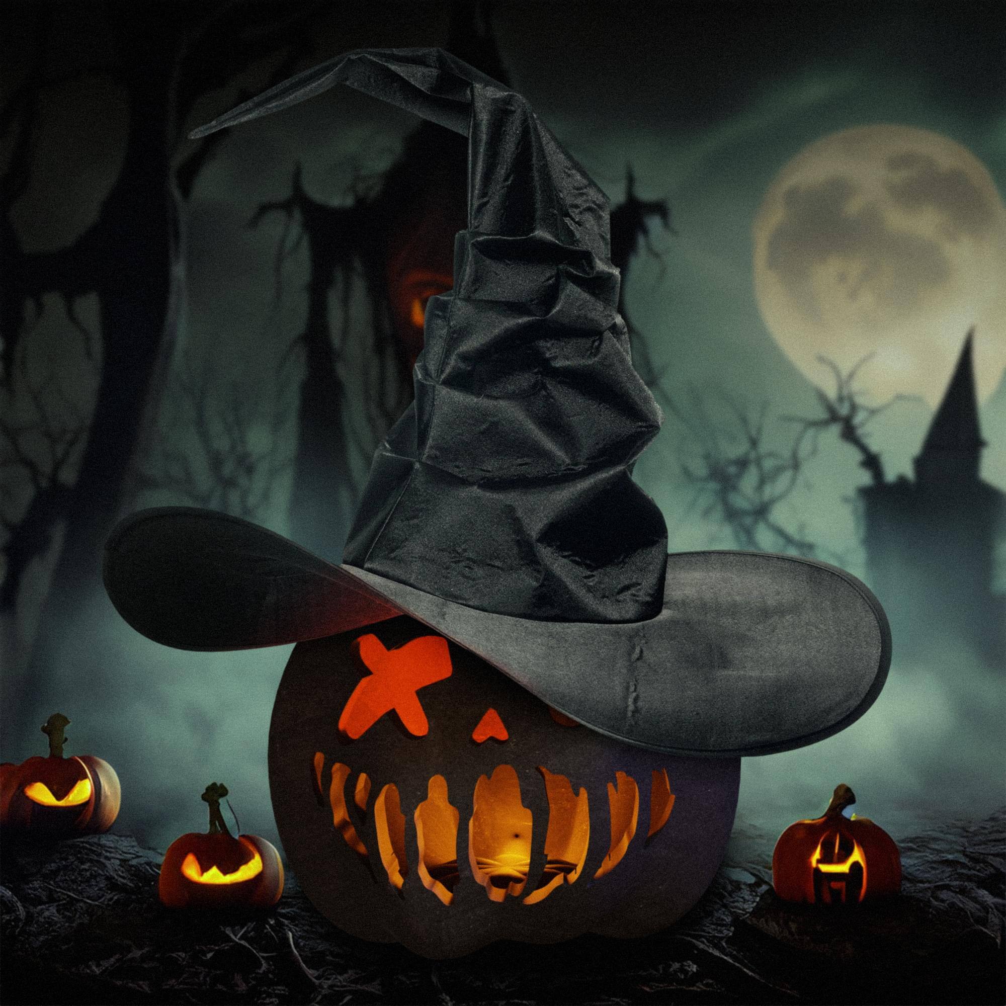 Alt View 1. Underwraps - Curved Witch Hat Adult Costume Accessory | Black - Black.