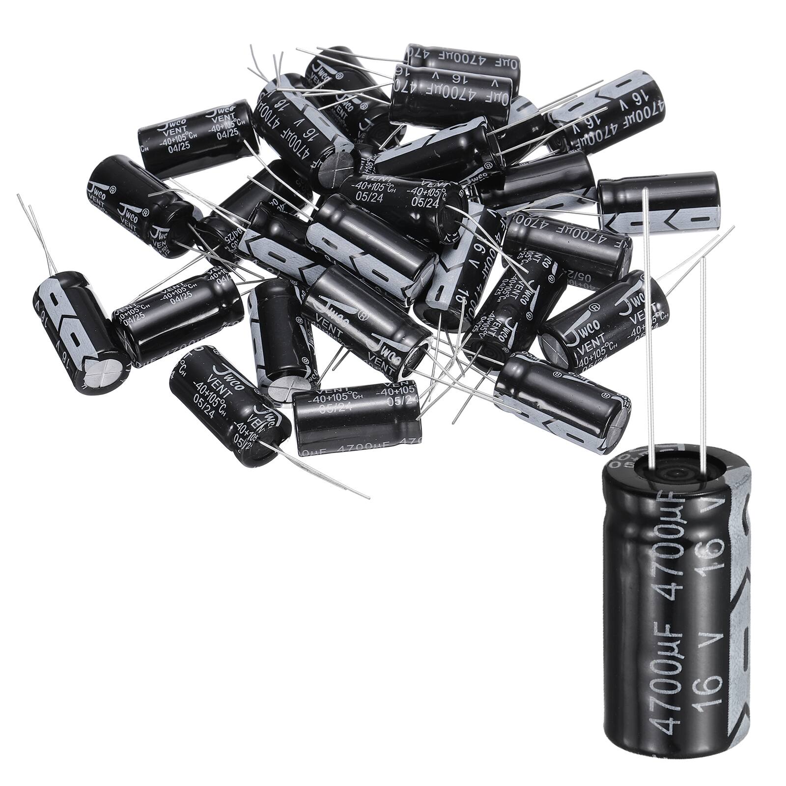 Unique Bargains - 4700uF 16V 13x25mm Electrolytic Capacitor, 105C High Temp Radial Leads, for TVs/LCDs/VCD, 30pcs - Black price history on PriceWatchPro