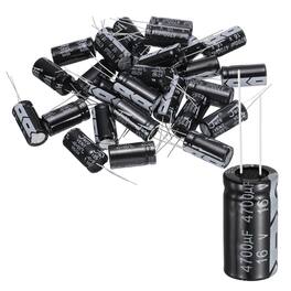 Unique Bargains - 4700uF 16V 13x25mm Electrolytic Capacitor, 105C High Temp Radial Leads, for TVs/LCDs/VCD, 30pcs - Black