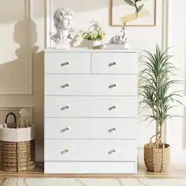 Kadyn - 6 Drawer Dresser with Gold Handle, Nursery Dresser Chest Of Drawers Organizer - White