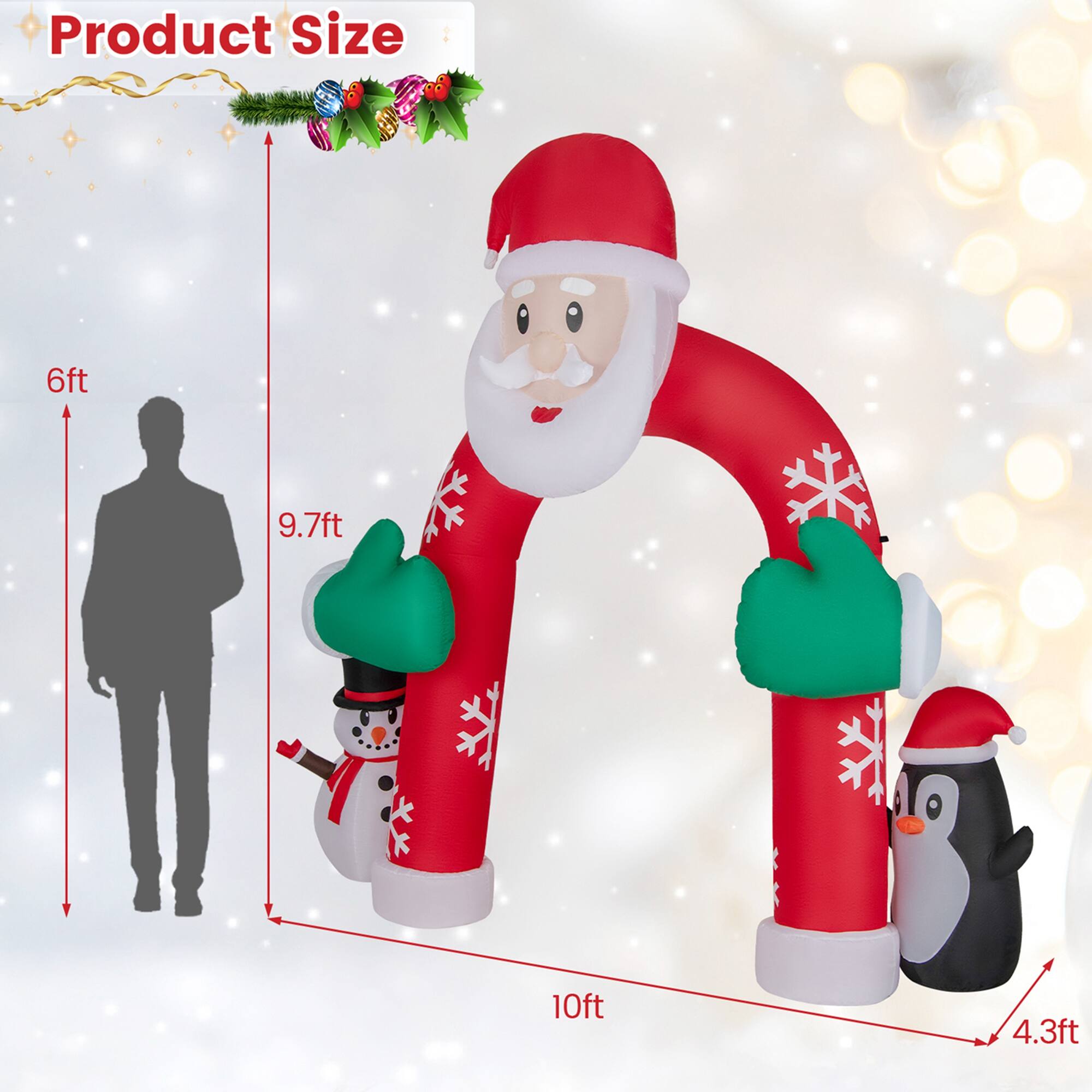 Best Buy: Costway 10FT Inflatable Christmas Santa Archway Decoration ...