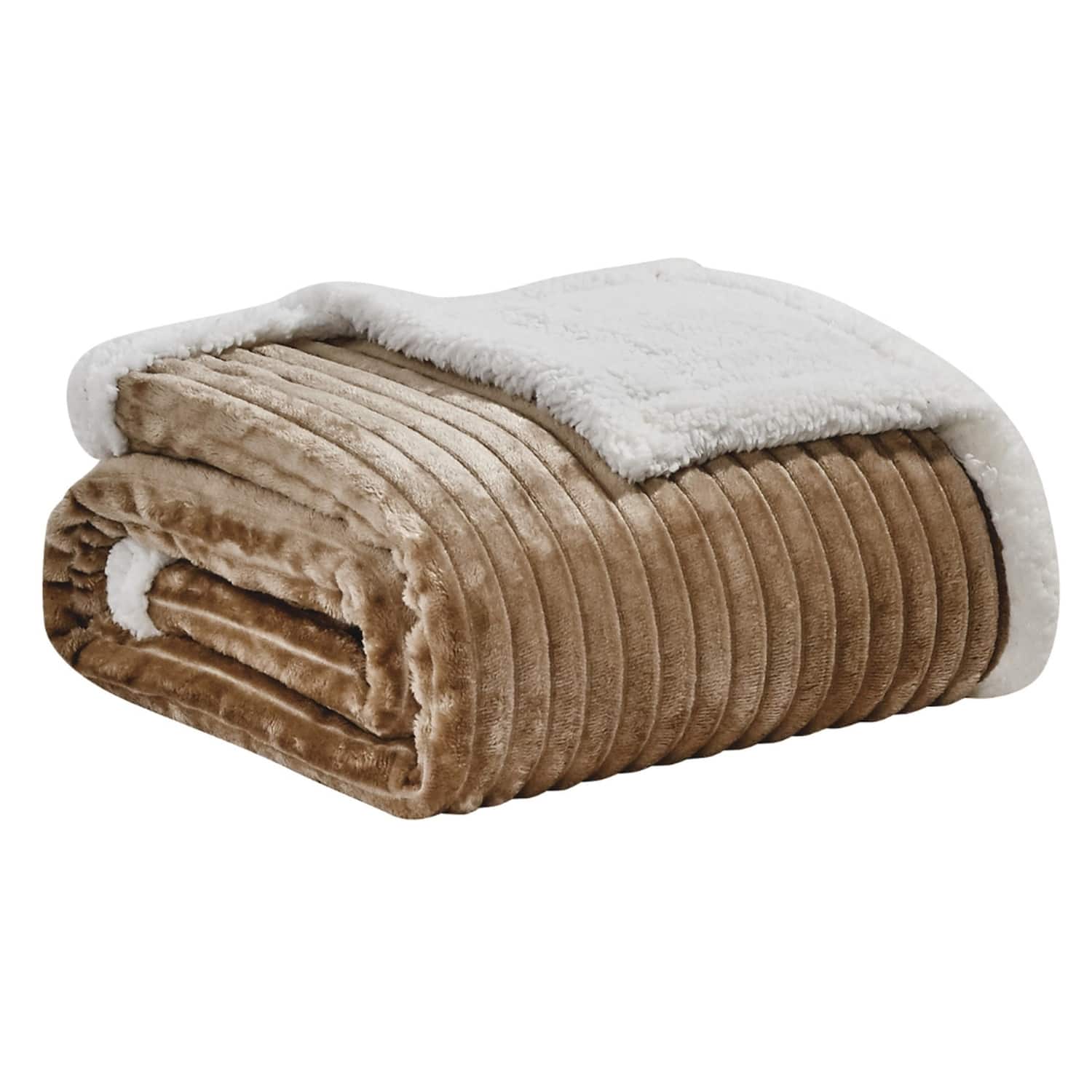 Noble House - Plazatex Soft Plush Corduroy Sherpa Lined Oversized All Season Comfort Blankets - King 108x90" - Taupe