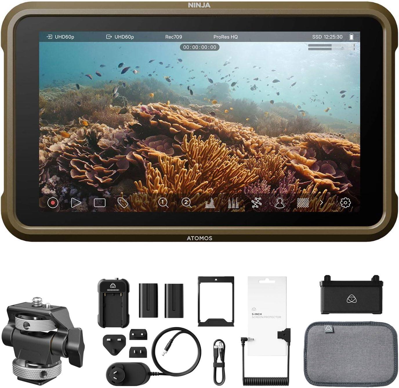 Atomos - Ninja 5.2" 4K HDMI Recording Monitor with Accessory Kit & SmallRig Bundle - Black