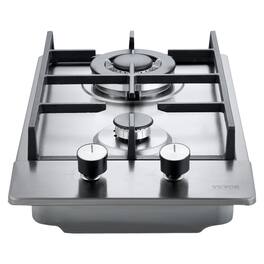 Forest'nSky - 12" Built-In 2-Burner Gas Cooktop - 12250 BTU Max, Stainless Steel, LPG/NG Convertible - Silver