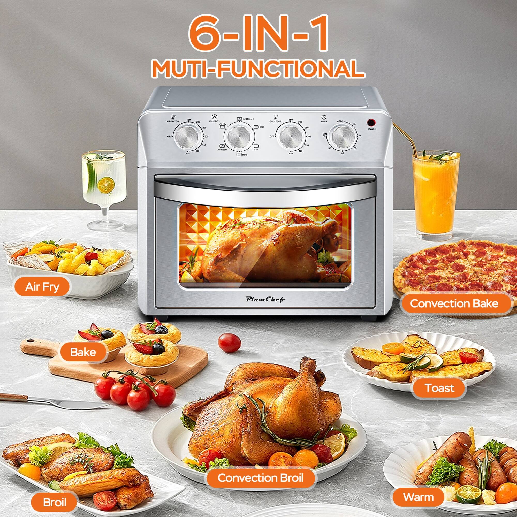 6-IN-1 MULTI-FUNCTIONAL

- Air Fry
- Bake
- Convection Bake
- Toast
- Convection Broil
- Broil
- Warm