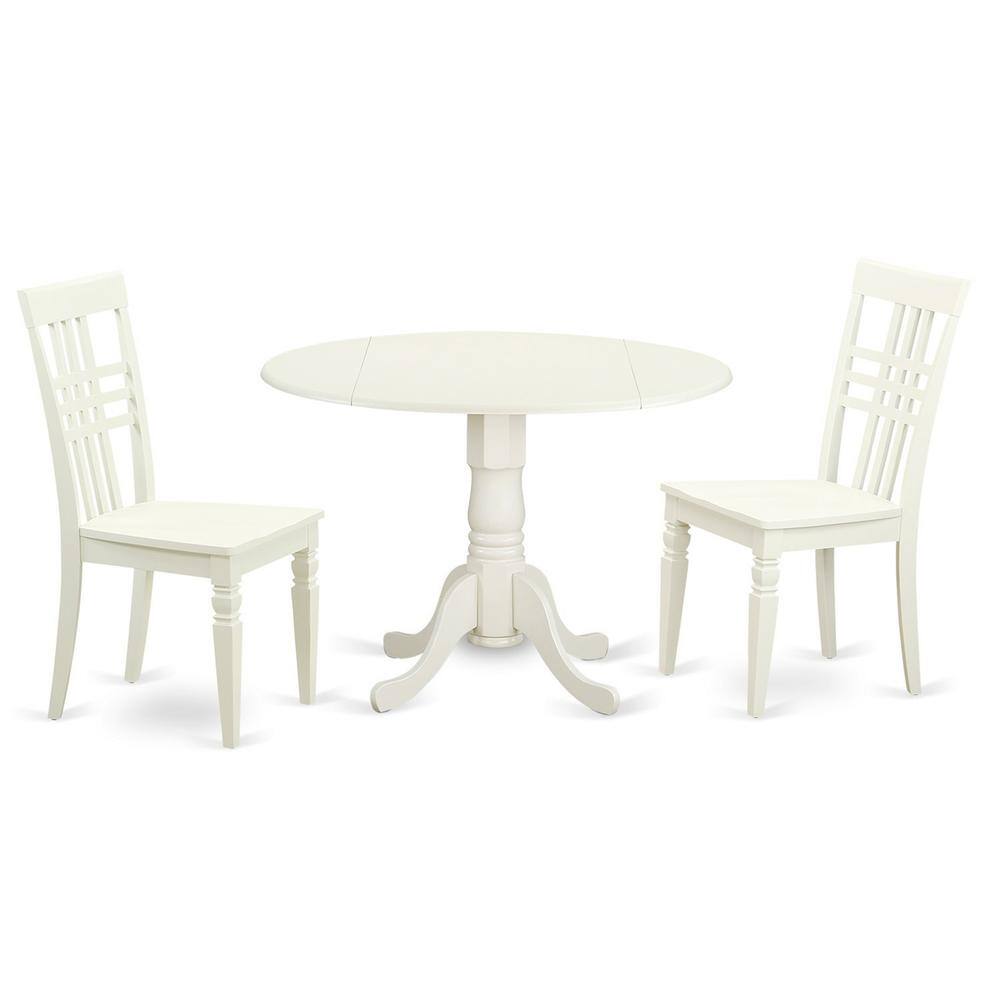Back. East West Furniture - 3 PC Dining room set with a Dining Table and 2 Kitchen Chairs in Linen White - Linen White.