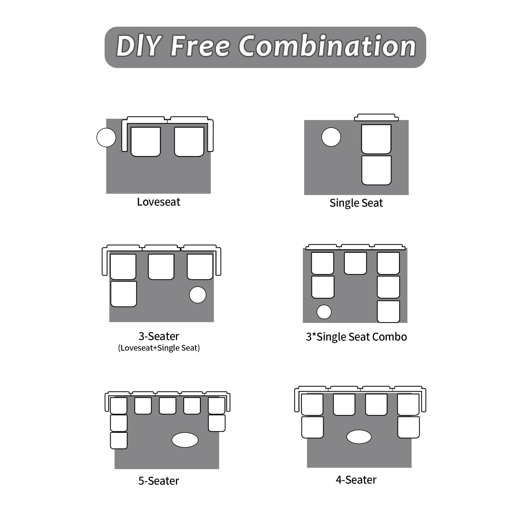 DIY Free Combination Loveseat Single Seat 3-Seater (Loveseat+Single Seat) 3*Single Seat Combo 5-Seater 4-Seater