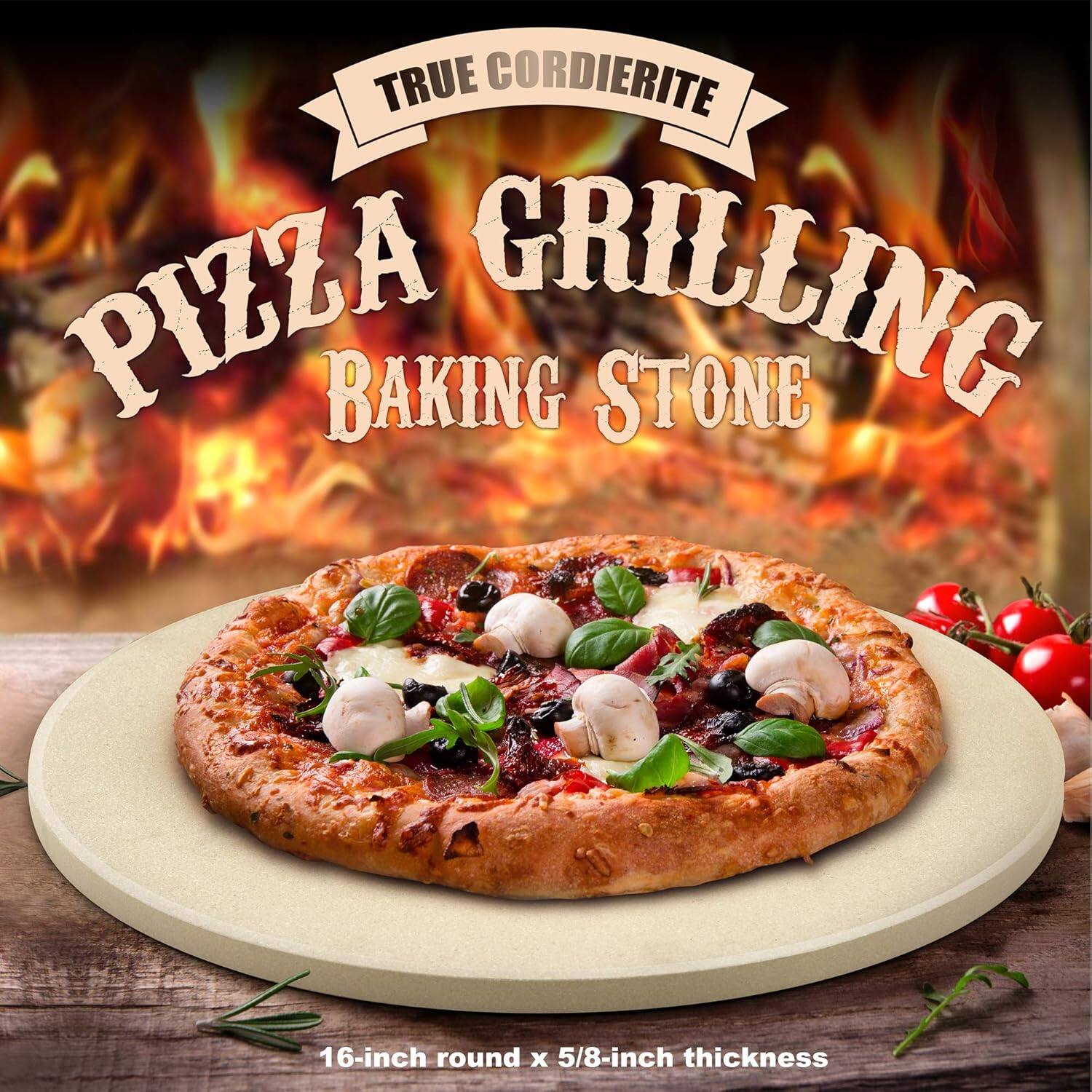 TRUE CORDIERITE PIZZA BAKING GRILLING STONE  
16-inch round x 5/8-inch thickness