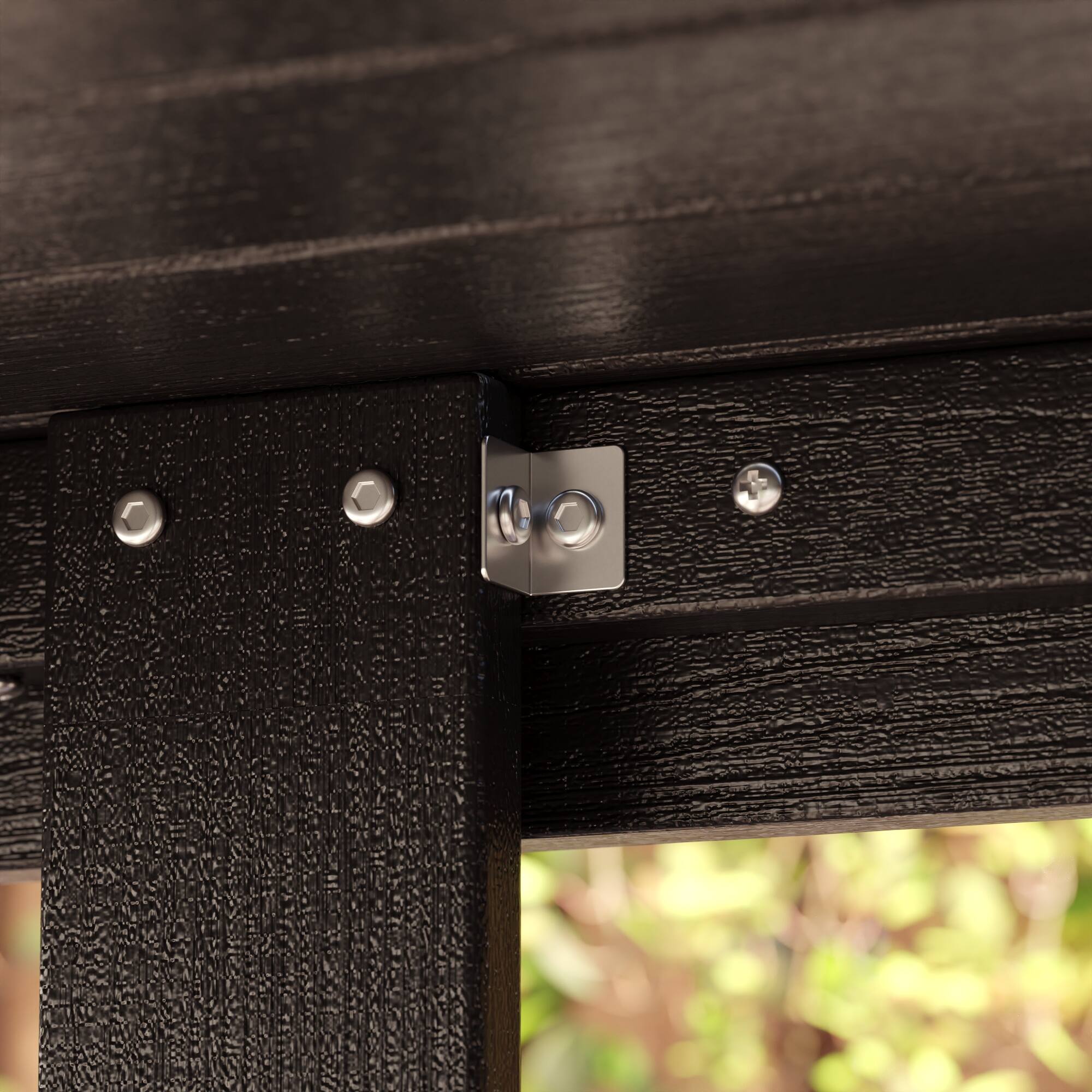 Alt View 5. Famapy - HDPE Outdoor Dining Table with Umbrella Hole & Cap - Solid Panel Patio Table for Garden, Backyard, Poolside - Black.