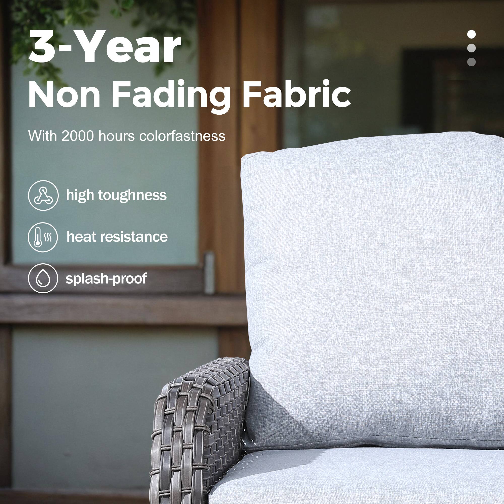 3-Year Non Fading Fabric

With 2000 hours colorfastness

- high toughness
- heat resistance
- splash-proof