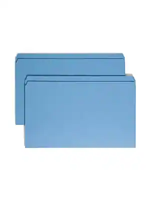 Front. Smead - Reinforced File Folder, Straight Cut, Legal Size, Blue, 100/Box - Green.