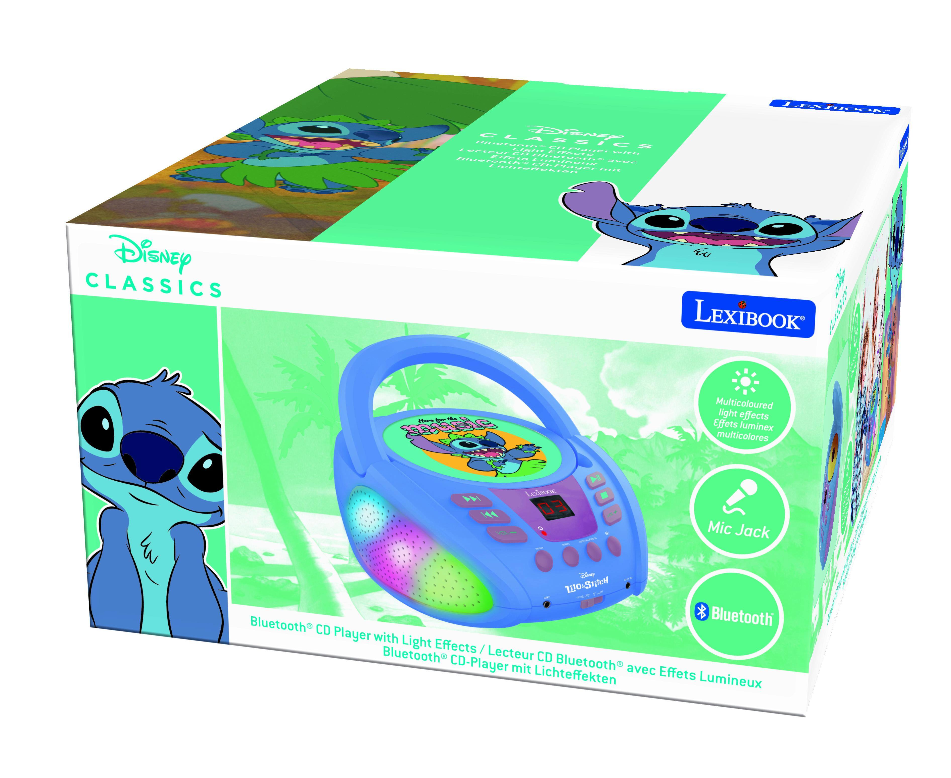 Disney Classics  
LexiBook  

Bluetooth® CD Player with Light Effects / Lecteur Bluetooth CD avec Effets Lumineux / Bluetooth® CD-Player mit Lichteffekten  

Multicoloured light effects / Effets lumineux multicolores  

Mic Jack / Jack Microphone / Mikrofon  

390816