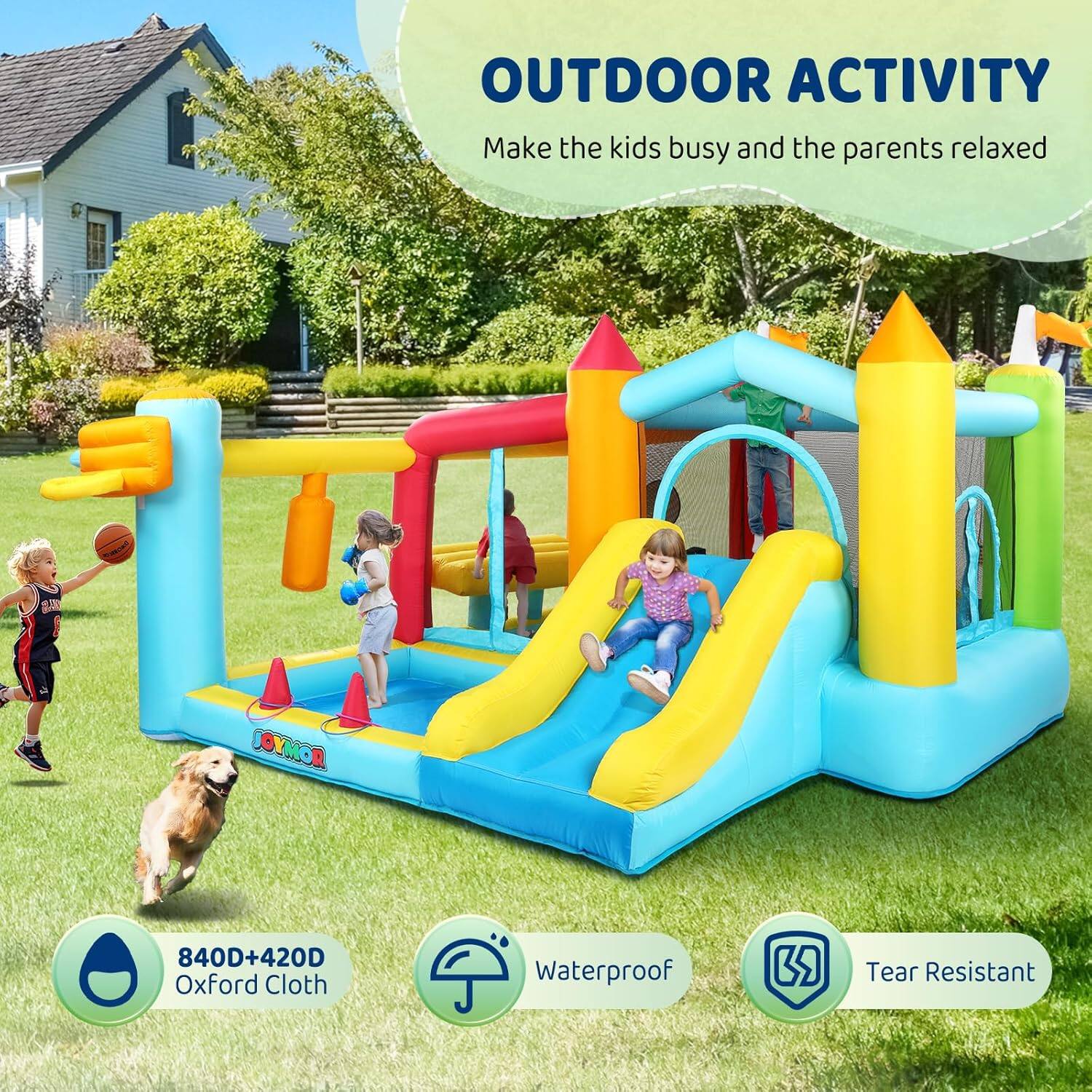 OUTDOOR ACTIVITY  
Make the kids busy and the parents relaxed  

JOYMOR  
840D+420D Oxford Cloth  
Waterproof  
Tear Resistant