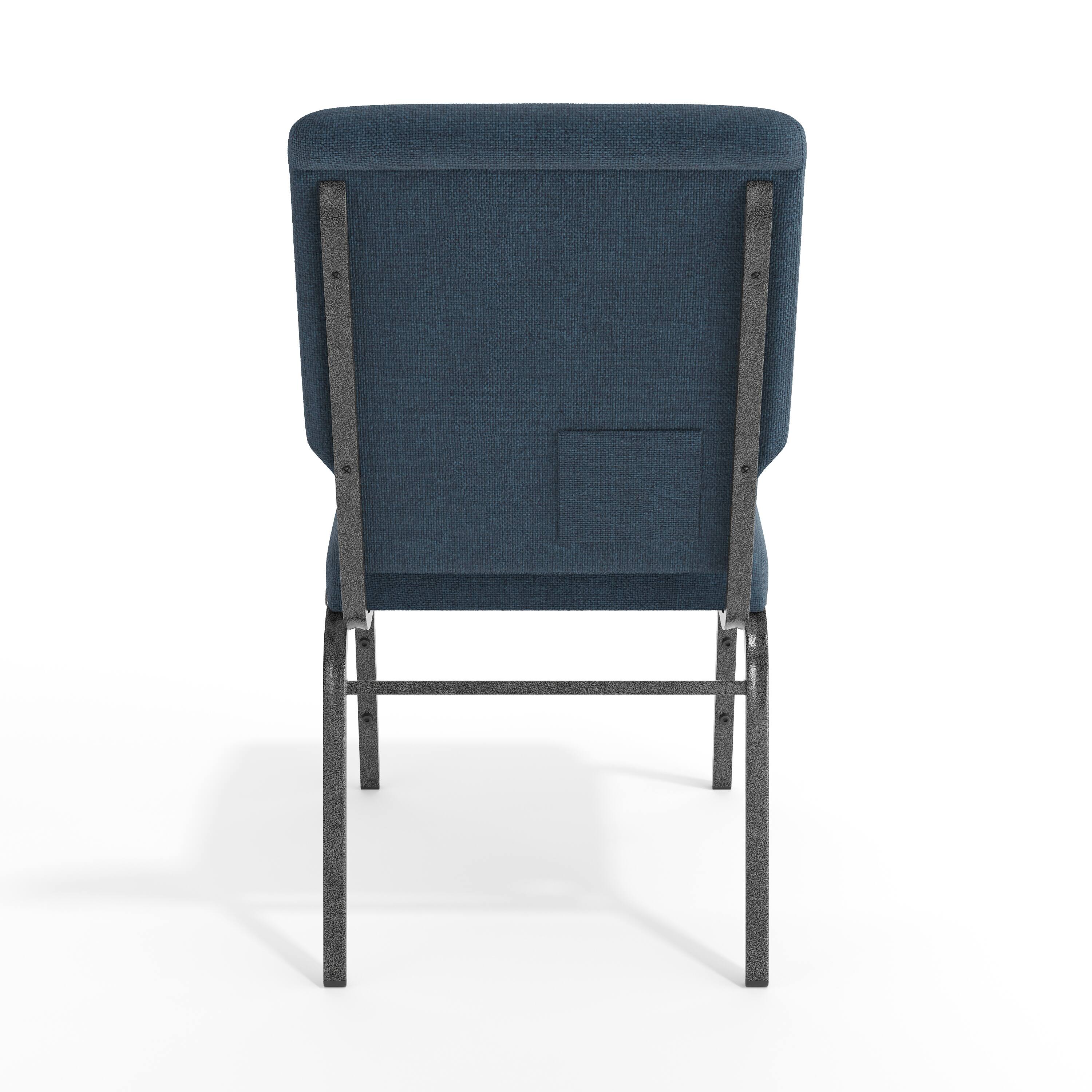 Alt View 7. Emma + Oliver - Church Chairs 18.5 in. Wide - Navy Fabric/Silver Vein Frame.