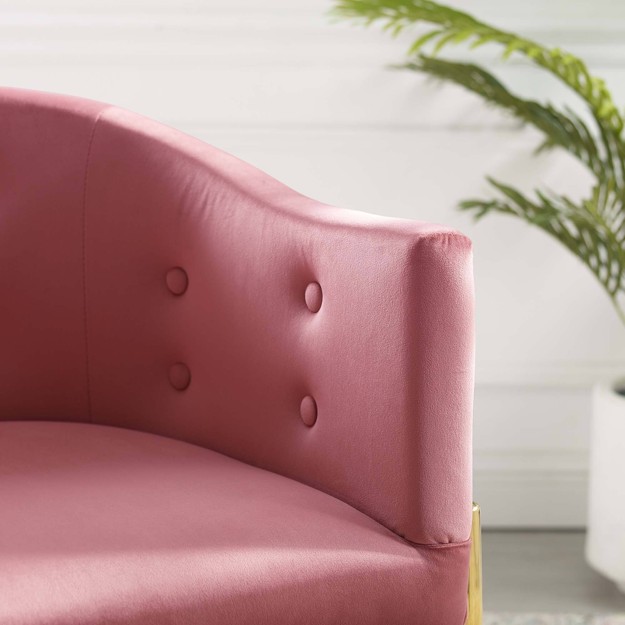 Back. Modway - Savour Tufted Performance Velvet Accent Dining Armchair by Modway - Dusty Rose.