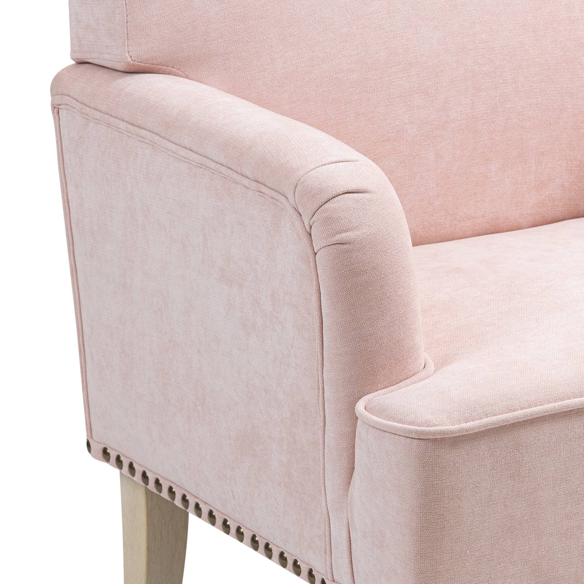 Alt View 6. GOODSILO - Stylish Upholstered Accent Chair with Wooden Legs and Nailhead Trim for Living Room or Bedroom - Pink.