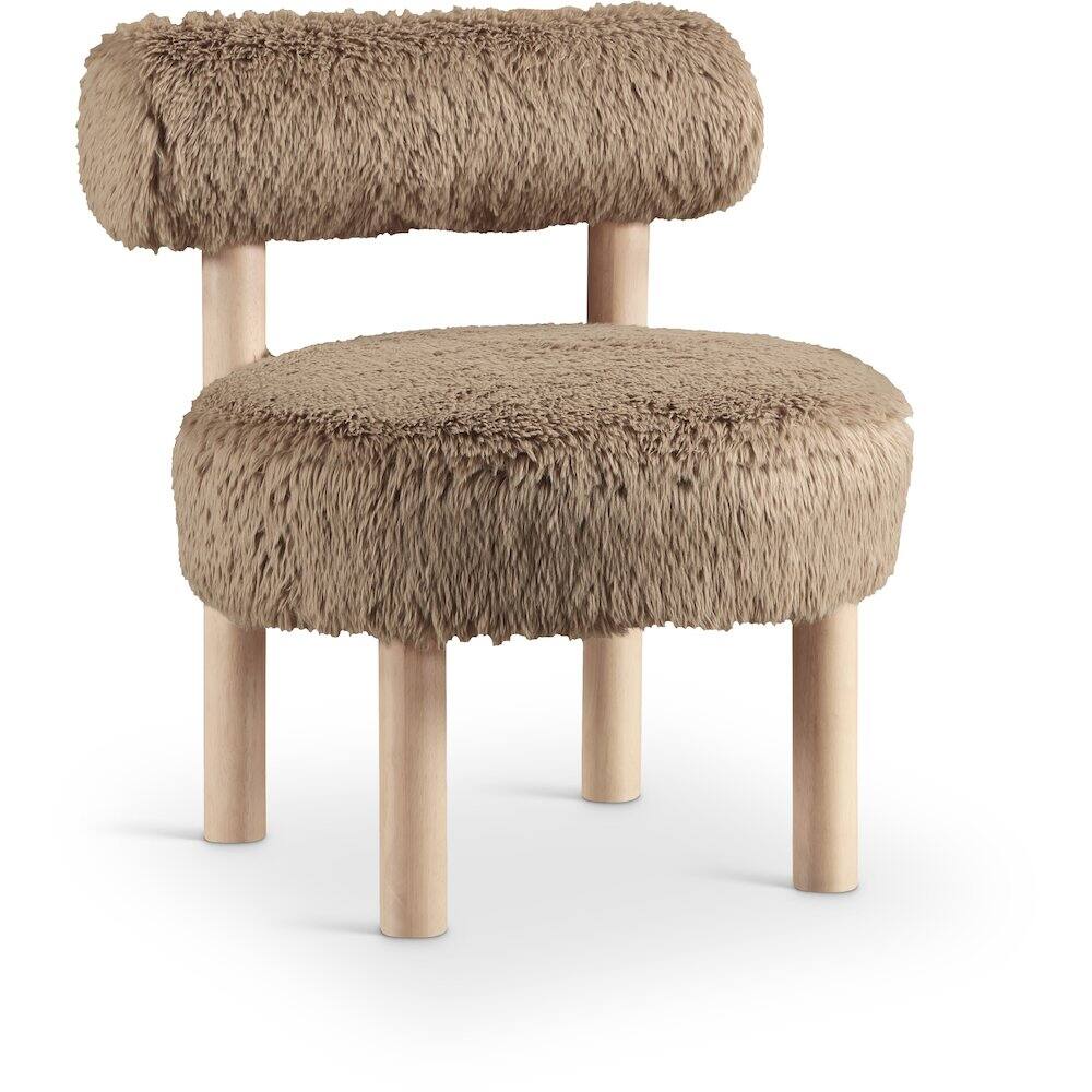 Meridian Furniture - Ambre Tan Vegan Shearling Fabric Upholstered Accent Chair - Brown