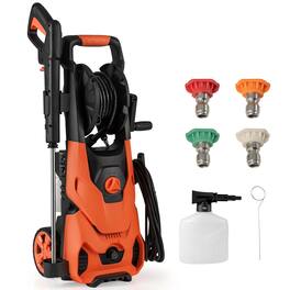 HONGGE - 2150 PSI 1.2 GPM Electric Pressure Washer with Foam Cannon and 4 Nozzles - Orange