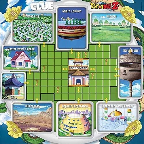 CLUE DRAGON BALL Z  
- Kami's Lookout  
- Satan City  
- Meadow  
- Master Roshi's House  
- Koria Tower  
- MOUNT Pauzu  
- Wilderness  
- Capsule Corporation  
- Hyperbolic Time Chamber