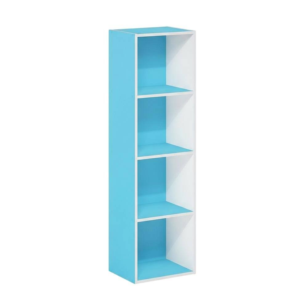 Back. FurniFact - Wooden bookcase with open shelves for versatile storage - Light Blue/White.