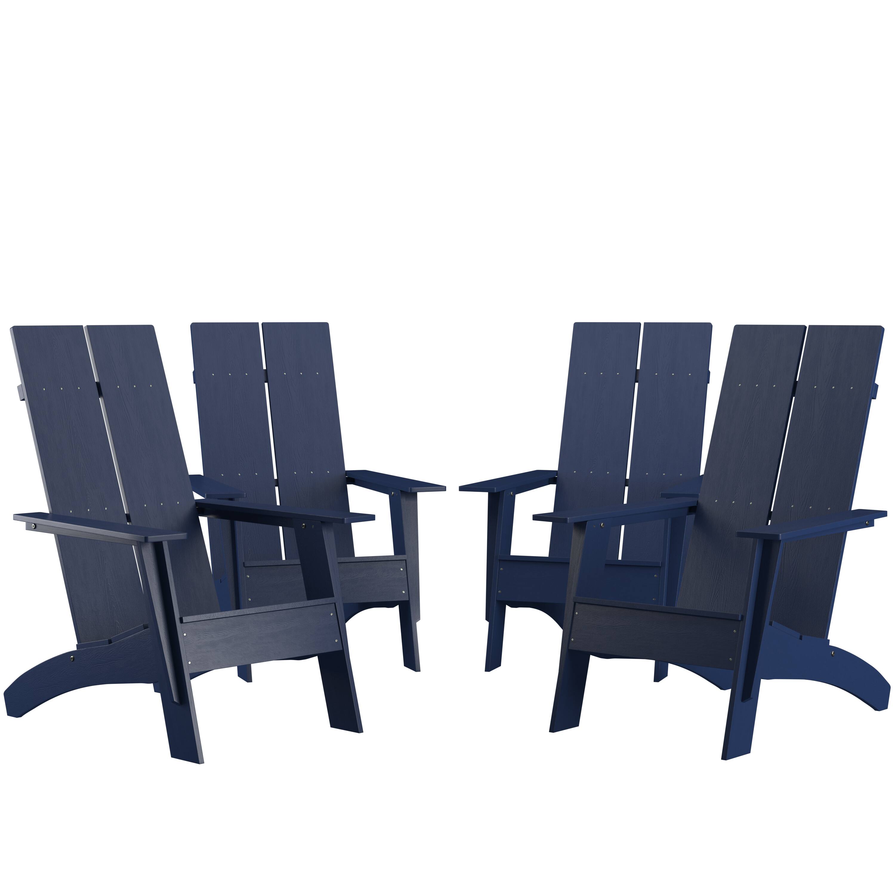 Emma + Oliver - Set of 4 Modern Dual Slat Back Indoor/Outdoor Adirondack Style Chairs - Navy price history on PriceWatchPro